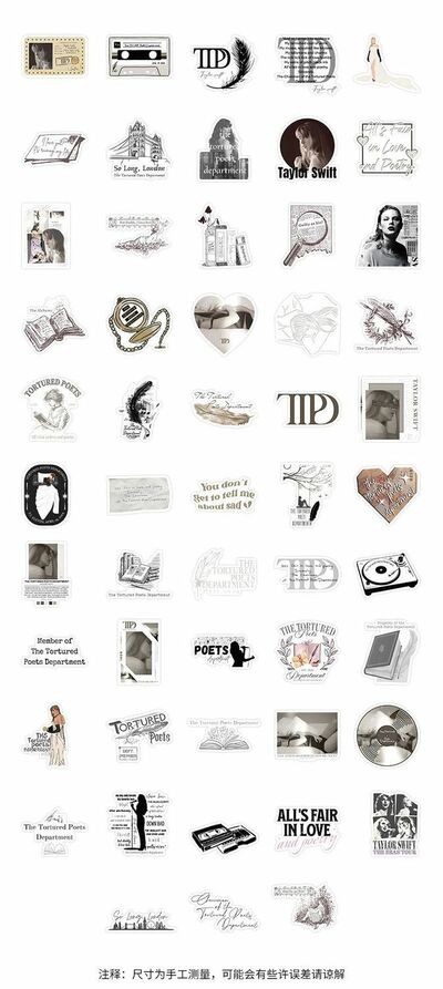TTPD Stickers Taylor Swift The Tortured Poets Department Album Inspired Decals TS Gift 53pcs/set