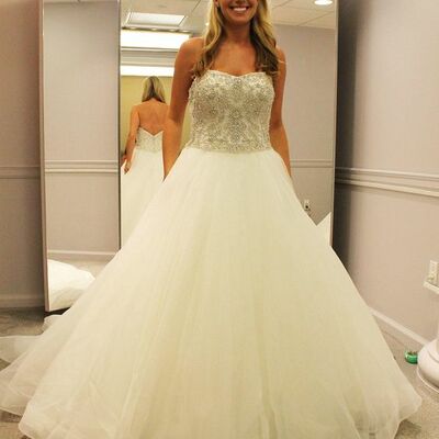 Simple beading crsytals wedding dress bridal gown - Thumbnail 3