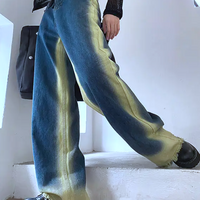 90S WASHED GRADIENT WIDE LEG DENIM JEANS - Thumbnail 2