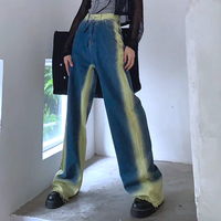 90S WASHED GRADIENT WIDE LEG DENIM JEANS - Thumbnail 3