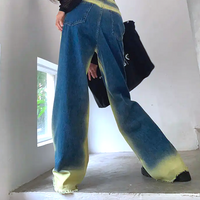 90S WASHED GRADIENT WIDE LEG DENIM JEANS - Thumbnail 6