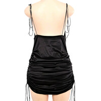 Stunning Sexy Satin Ruffle Spaghetti Straps Backless Sleeveless Ruched Mini Dresses Amazing  - Thumbnail 3