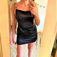 Stunning Sexy Satin Ruffle Spaghetti Straps Backless Sleeveless Ruched Mini Dresses Amazing  - Thumbnail 5