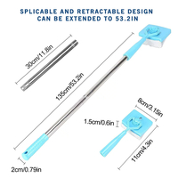 Baseboard Cleaner Tool with Handle, 5 Reusable Cleaning Pads, No-Bending Mop Baseboard Cleaner Tool Long Handle Adjustable Baseboard Cleaner - Thumbnail 2