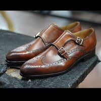 New Edition Outstanding Finishing Handmade Monk Shoes - Thumbnail 1