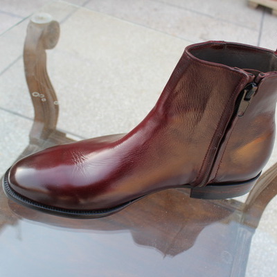Bespoke handmade brown zipper ankle high jodhpur boot