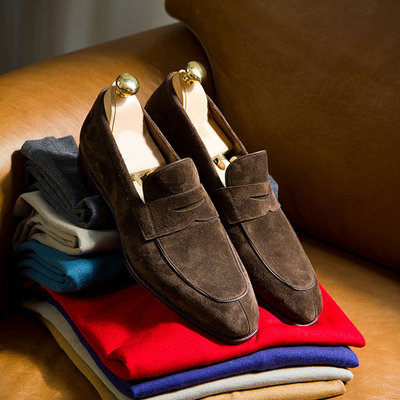 Handmade brown suede 100% premium handmade dress shoes ideal match - Thumbnail 1