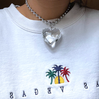 HOLOGRAM  GLASS LOVE HEART CHOKER  - Thumbnail 1