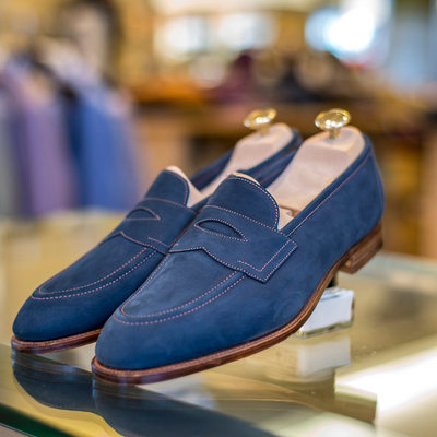 Ideal choice navy blue penny loafers slips on shoes