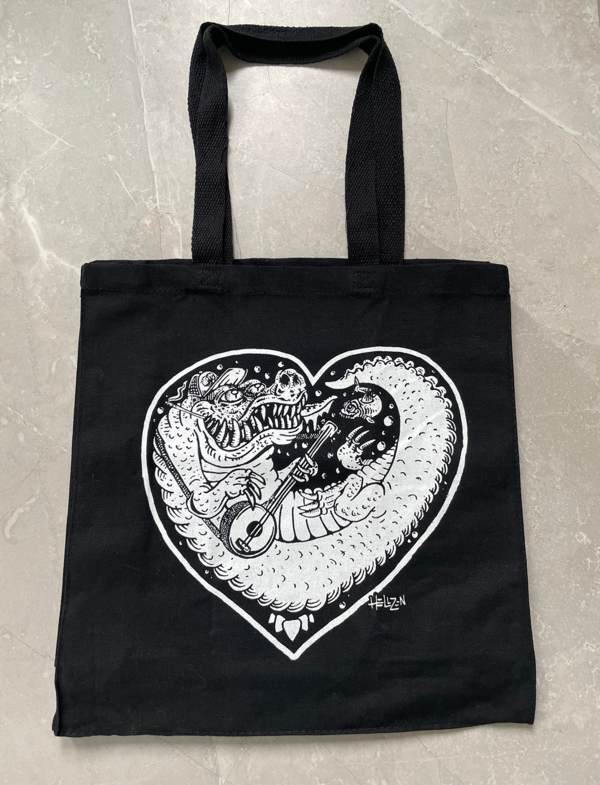 "Alligator Heart" Tote Bag (black)