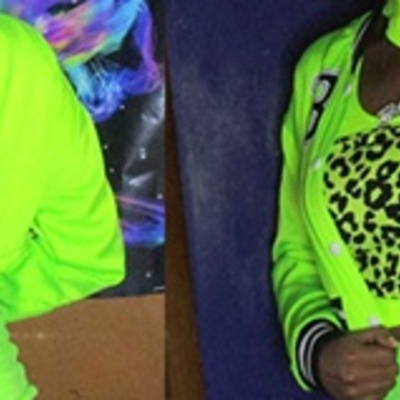 Daisy cropped satin varsity jacket - lime sz. s