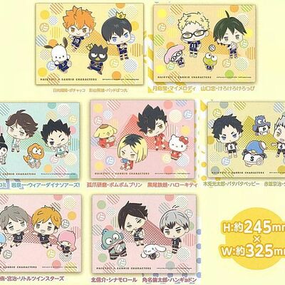 Haikyuu!! x sanrio lunch mat by takara tomy a.r.t.s (hinata, kageyama, oikawa, iwaizumi, atsumu, osamu, shinsuke kita, rintaro suna