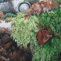 "Swallowed Whole" Acrylic painting on 16 x 20 inch stretched canvas. Original artwork by N.E.Thompson  - Thumbnail 4