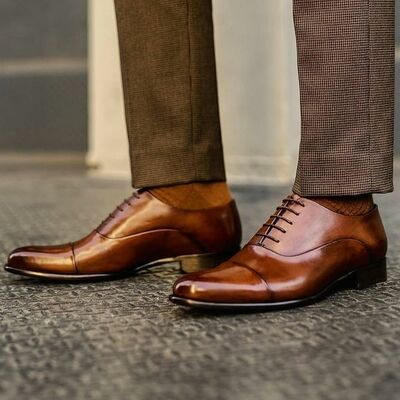 New handmade cowhide leather oxford shoes for men