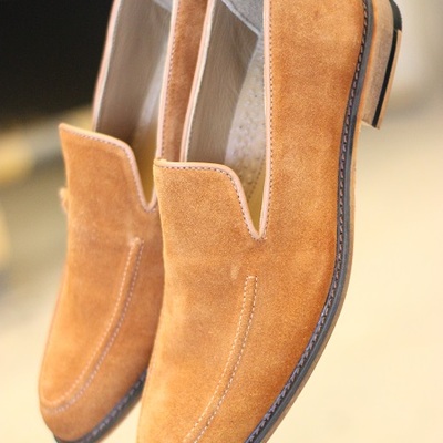 New handmade men's tan suede leather loafer slip on stylish loafers dress & formal shoes