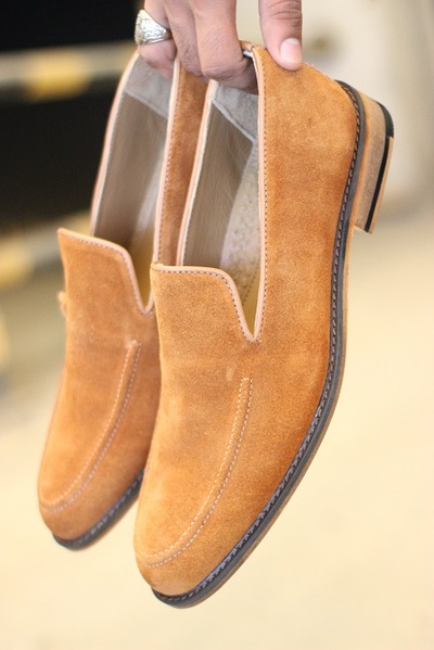 New Handmade Men's Tan suede Leather Loafer Slip On Stylish Loafers Dress & Formal Shoes