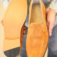 New Handmade Men's Tan suede Leather Loafer Slip On Stylish Loafers Dress & Formal Shoes - Thumbnail 1