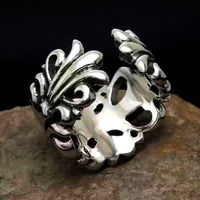 Stunning Punk Goth Floral Cross Silver Ring Unique - Thumbnail 1