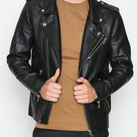 Handmade Men Black Leather Jacket Men Biker Moto Genuine Lambskin Leather Jacket - Thumbnail 1