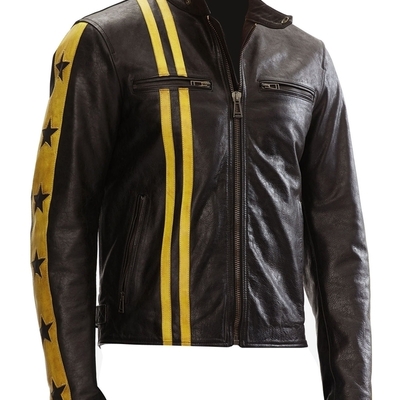 Mens mashburn biker stars leather jacket by charlie london