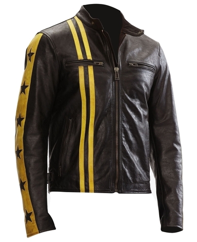 Mens Mashburn Biker Stars Leather Jacket By Charlie London