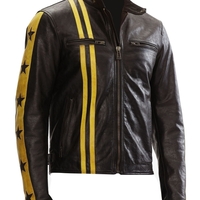 Mens Mashburn Biker Stars Leather Jacket By Charlie London - Thumbnail 1