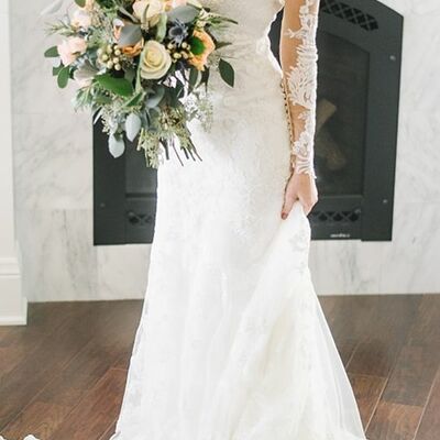Simple boho lace long sleeve wedding dress bridal dresses 