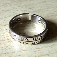 Stunning Punk Romance Statement Engraved Silver Ring Unique - Thumbnail 1