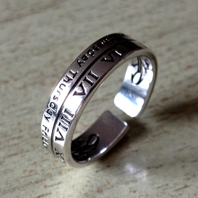 Stunning punk romance statement engraved silver ring unique