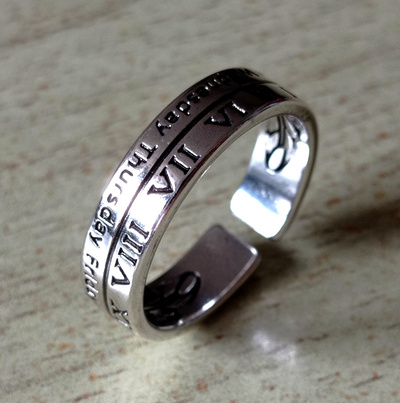 Stunning Punk Romance Statement Engraved Silver Ring Unique
