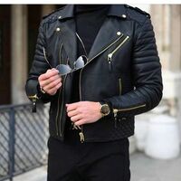 New Men's Slim fit Biker Motorcycle jacket Genuine Lambskin Leather Jacket - Thumbnail 4