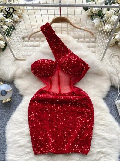 Fashion Bodycon Sexy New Sequins Sleeveless Midi Dress