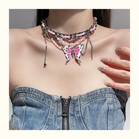 Romantic Butterfly Pendant Chocker - Thumbnail 3