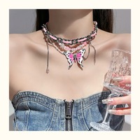 Romantic Butterfly Pendant Chocker - Thumbnail 4