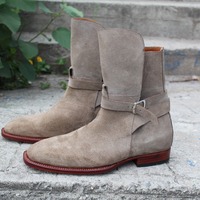 Crafted Leather Handmade Brown Suede Leather Jodhpur Boot - Thumbnail 2
