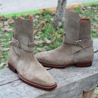 Crafted Leather Handmade Brown Suede Leather Jodhpur Boot - Thumbnail 6