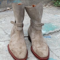 Crafted Leather Handmade Brown Suede Leather Jodhpur Boot - Thumbnail 7