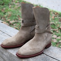 Crafted Leather Handmade Brown Suede Leather Jodhpur Boot - Thumbnail 8