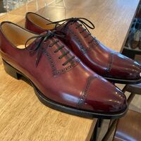 Men's Hand Stitch Burgundy Oxfords Leather Shoes - Thumbnail 1