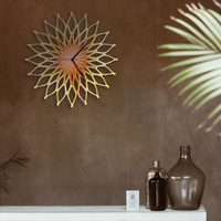 Fireworks II - large stylish wooden wall clock, sunburst clock in copper / gold - Thumbnail 7