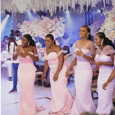 Pink bridesmaid dresses mermaid for wedding party