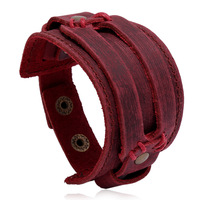 Vintage punk style leather bracelet for men's jewelry - Thumbnail 2