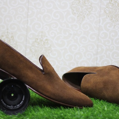 New mens handmade shoes brown suede loafer slippers leather sole formal dress boots - Thumbnail 2