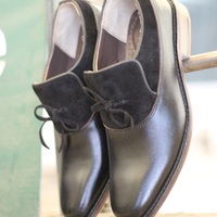 Men's Handmade Formal Shoes Black Leather & Suede Slip On Stylish Lace loafers Moccasin Shoes - Thumbnail 2