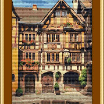 Timber house cross stitch pattern