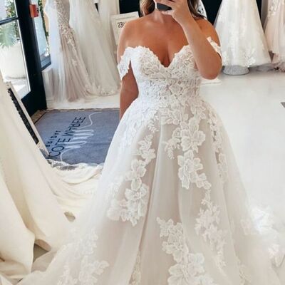 Simple boho lace appliques wedding dress bridal dresses 