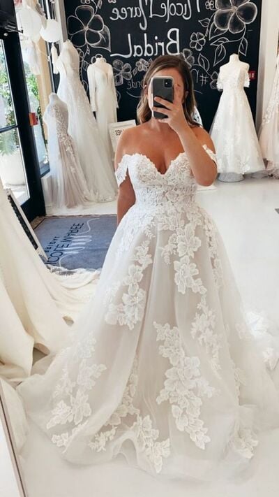 Simple Boho Lace Appliques Wedding Dress Bridal Dresses 