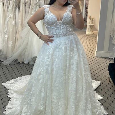 Plus size boho lace appliques wedding dress bridal dresses 