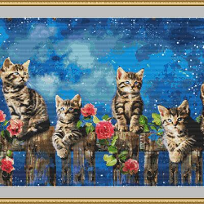 Tabby kittens cross stitch pattern