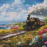Steam Train Cross Stitch Pattern - Thumbnail 1